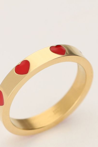 Ring met rode hartjes