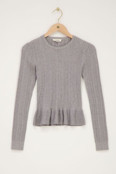 Top peplum couleur argentée avec lurex