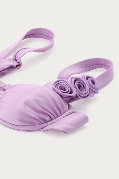 Lila bikini top met 3D bloemen