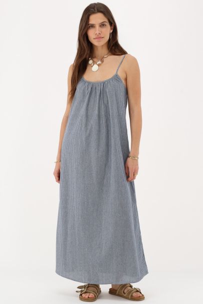 Blauw-wit gestreepte maxi jurk