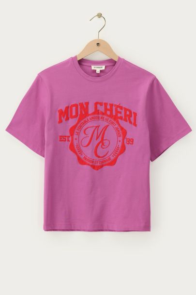 Paars T-shirt "Mon chéri"