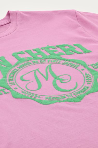 Roze T-shirt 'Mon chéri'