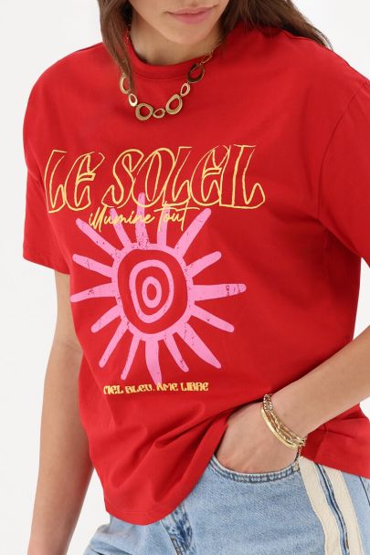 Rood T-shirt "Le soleil"