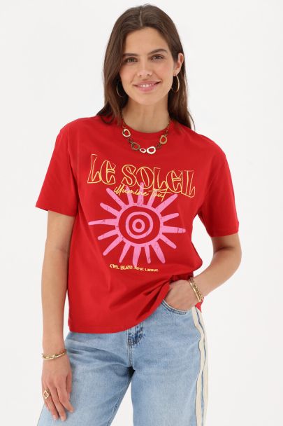 Rood T-shirt "Le soleil"