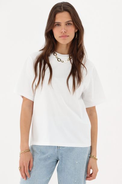 Wit T-shirt met groene "Riviéra"