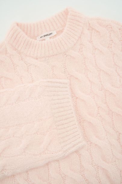Pink oversized cable sweater