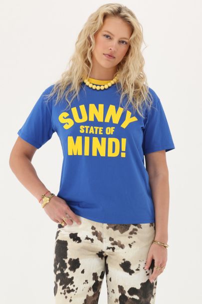 Blauw T-shirt "Sunny state of mind"