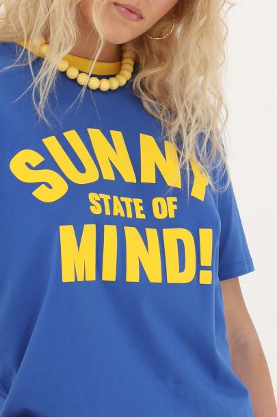 Blauw T-shirt "Sunny state of mind"