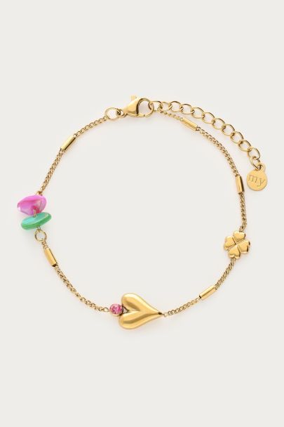 Armband mit Kleeblatt & Herz