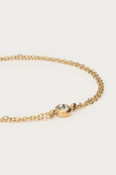 Armband mit doppelter Kette und Strassstein