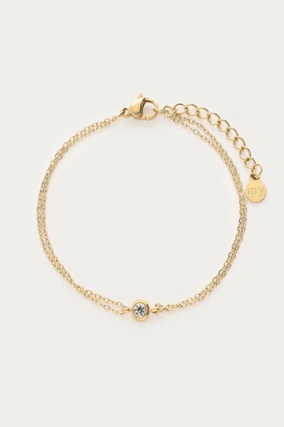 Armband mit doppelter Kette und Strassstein