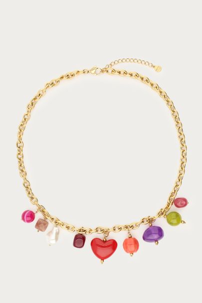 Link chain with multicoloured charms