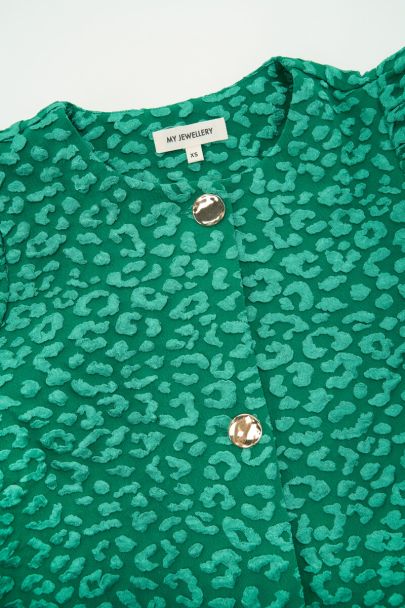 Groene jacquard leopard top