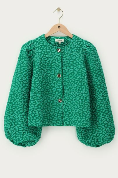Groene jacquard leopard top