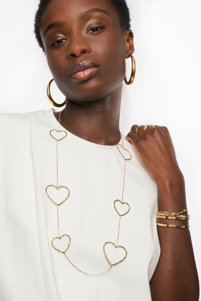 Lange ketting met open hartjes