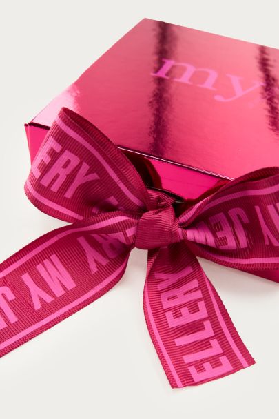 Roze metallic giftbox deluxe met strik