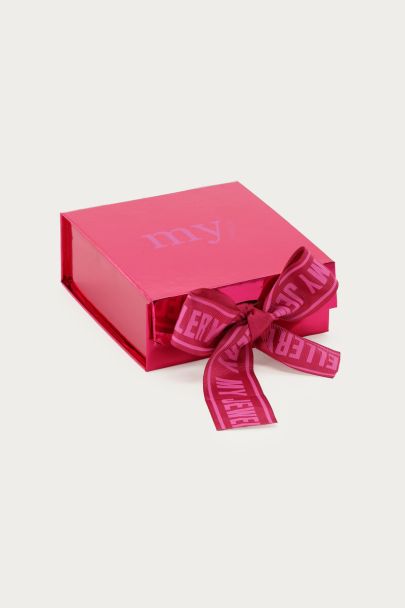 Roze metallic giftbox deluxe met strik