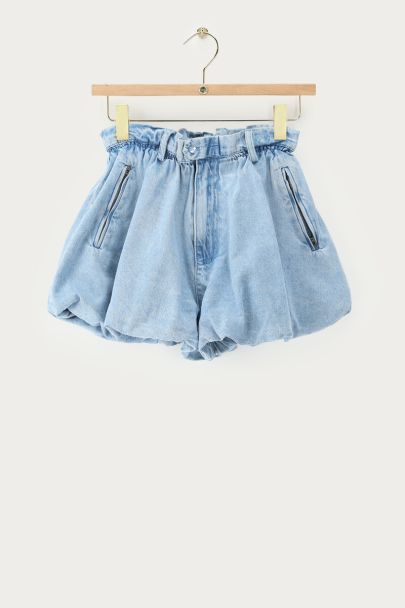Short ballon en denim bleu