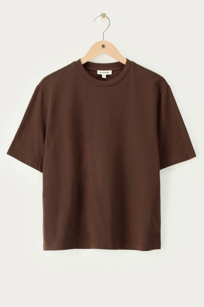 Donkerbruin oversized basic T-shirt