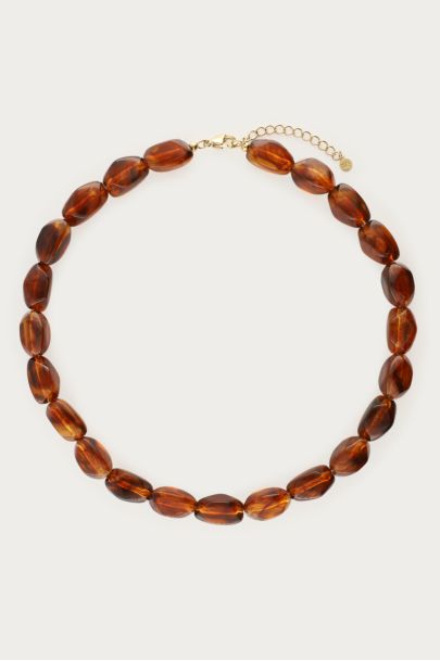 Collier de perles fantaisie marron ovales