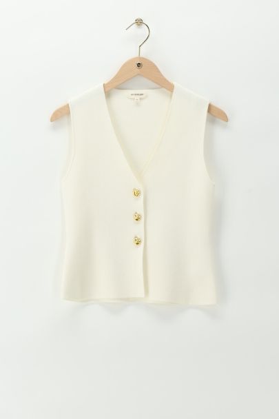 Gilet sans manches blanc à boutons 