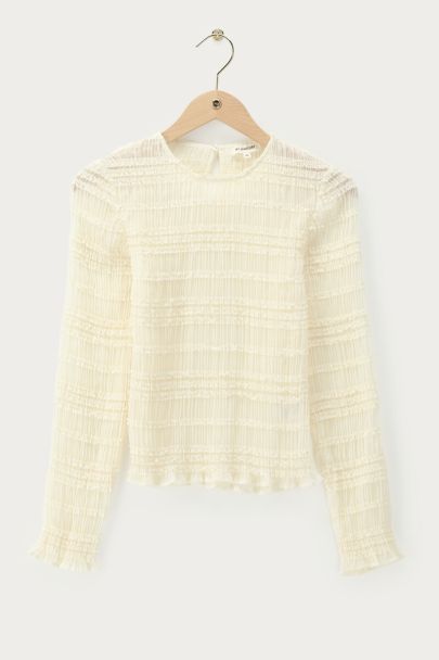 Witte top met plooien en ruffles
