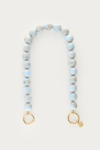 Hellblaue Handykette mit runden Perlen