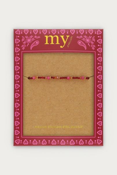Fortune burgundy elastieken mini kralen armband