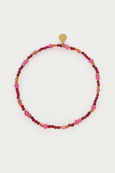 Fortune burgundy elastieken mini kralen armband