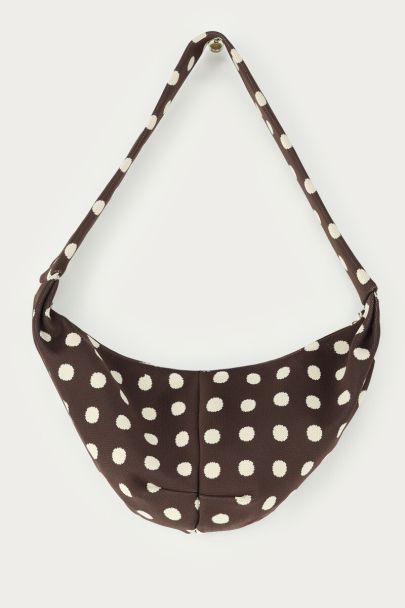 Bruine crossbody tas met beige polkadots