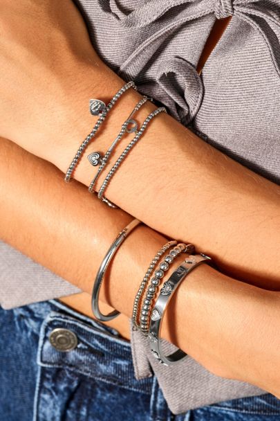Stretch armband stalen kralen