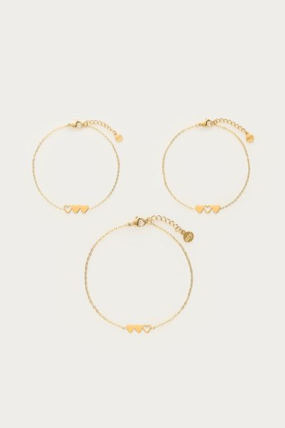 Mutter & Mini-Armband mit drei Herzen 