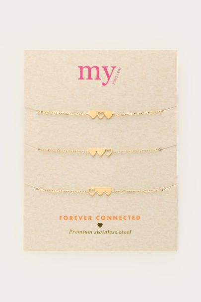 Mutter & Mini-Armband mit drei Herzen 