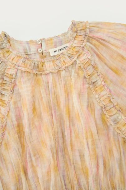 Multi kleur top met lange mouwen en smock