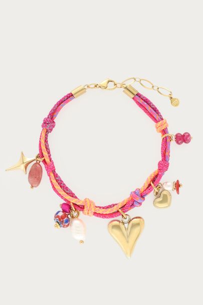 Art Buntes Stoffarmband mit Charms