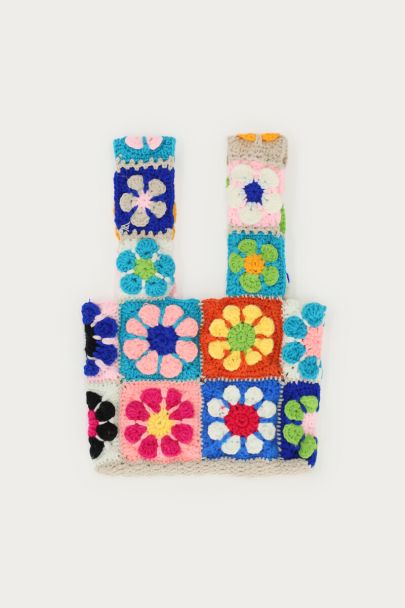 Multikleur crochet handtas 