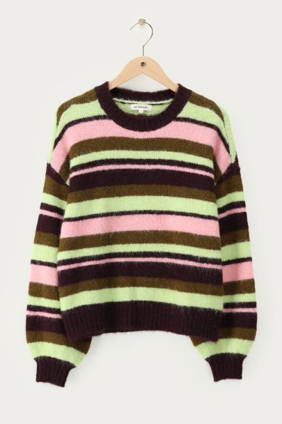 Pull en maille rayé multicolore