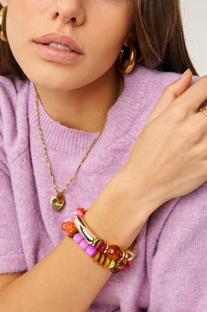 Buntes elastisches Statement-Perlenarmband