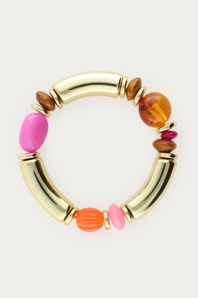 Buntes elastisches Statement-Perlenarmband