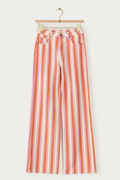 Multikleur wide leg jeans met strepen