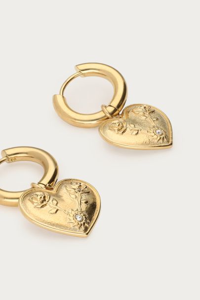 Boucles d'oreilles Mystic avec cœur et rose 