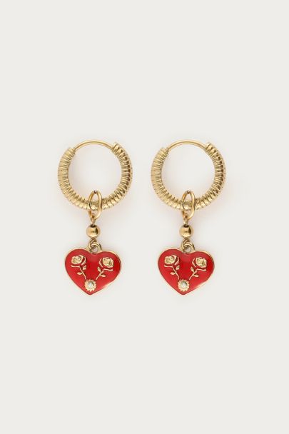 Boucles d'oreilles Mystic avec cœur rouge 