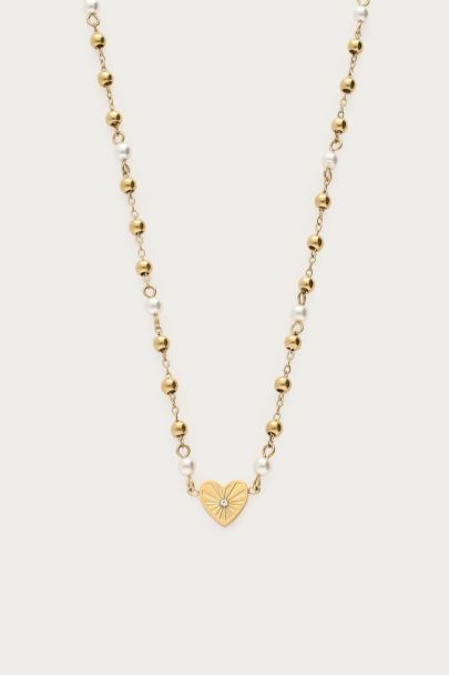 Necklace with heart and faux pearls | My Jewellery