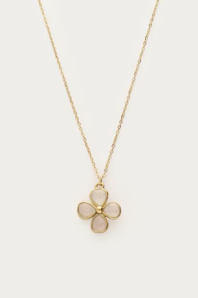 Collier tr&egrave;fle en quartz rose