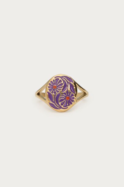 Nomads ring met paarse bloemen