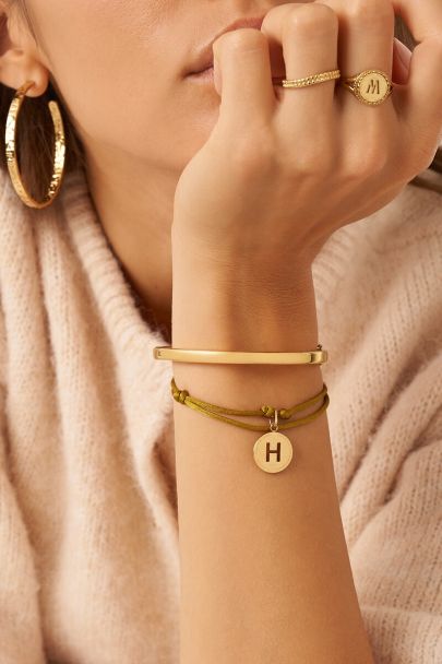 Bracelet cordon vert olive en satin