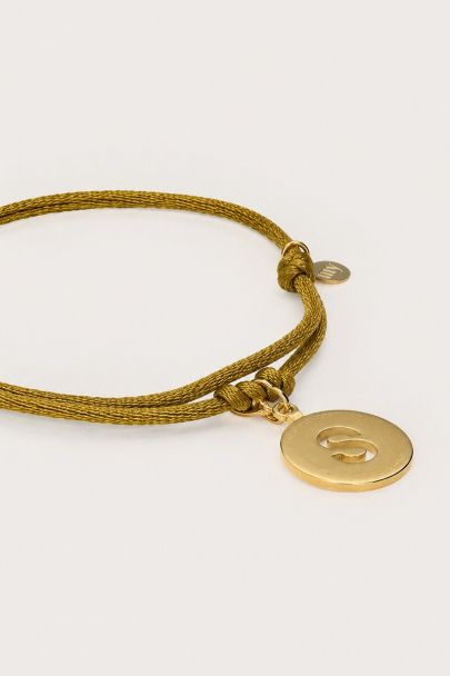 Bracelet cordon vert olive en satin