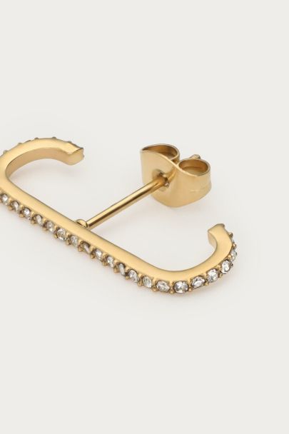 One-piece suspender earring with rhinestones