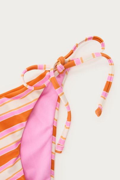 Oranje bikini broekje met multikleur strepen