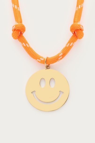 Collier en corde orange smiley